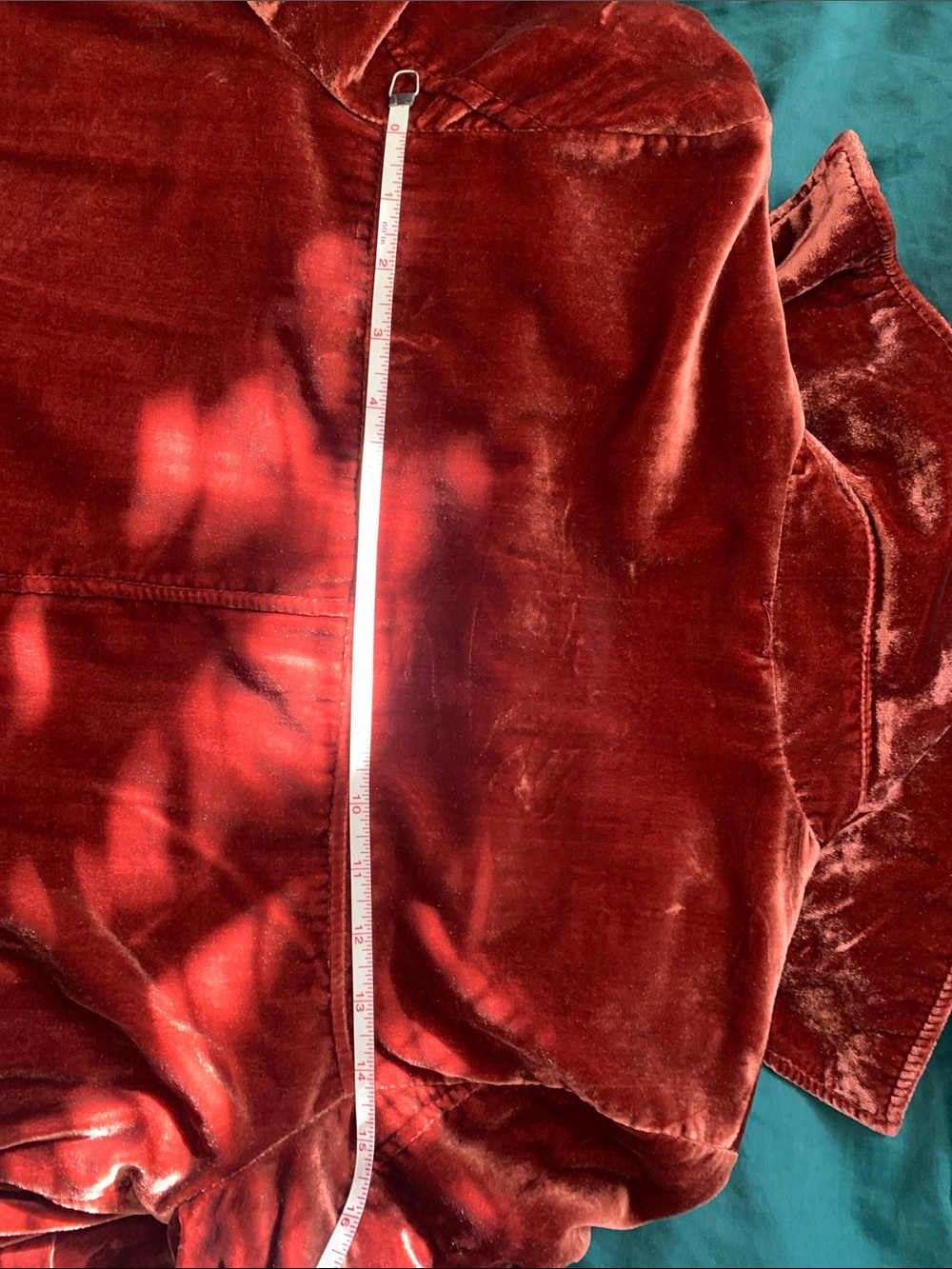 Free People Rust Red Velvet Trench Coat with Paisley Lining - Picture 14 of 14